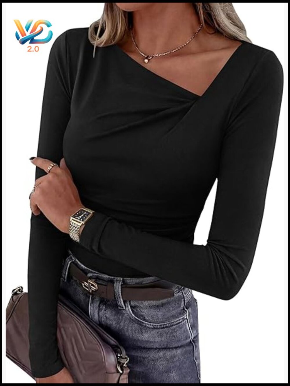 Asymmetrical Y2K Slim Fitted Long Sleeve Tee Fall Going Out Trendy Top